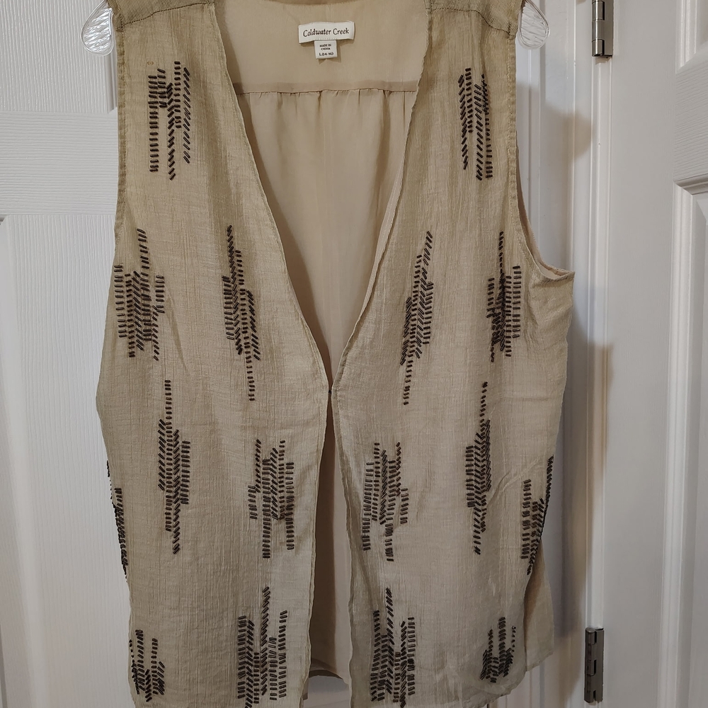 Coldwater Creek Beige Sleeveless Vest